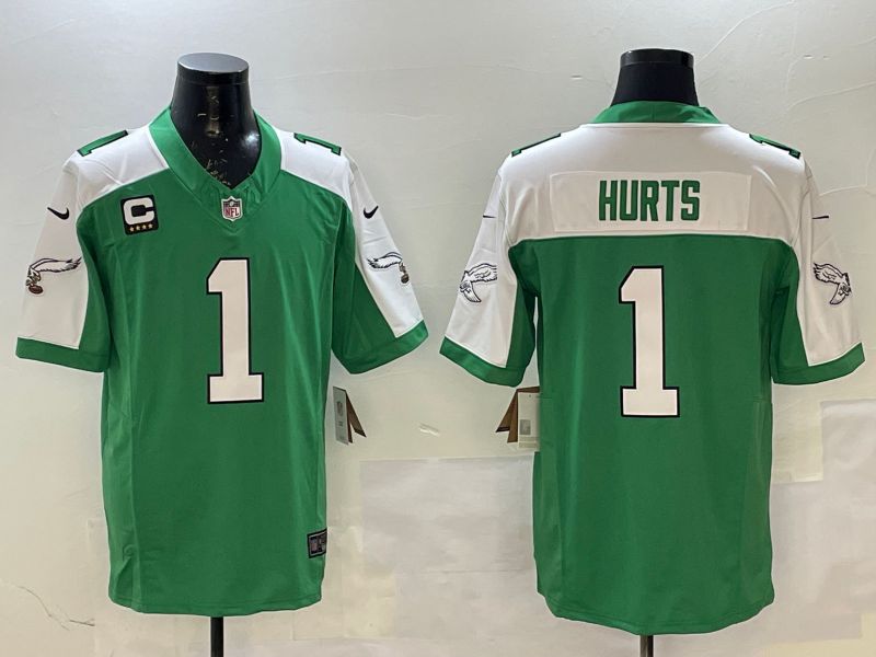 Men Philadelphia Eagles 1 Hurts Green Thanksgiving three generations 2025 Nike Limited NFL Jersey style 3